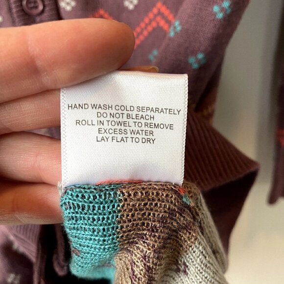 Modcloth Fair Isle Cardigan Purple S - Picture 5 of 7